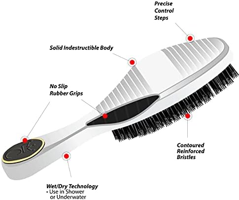 360 Wave Brush, Curved MEDIUM Mixed Boar Bristle, MATTE BLACK, Waterproof - Image 6