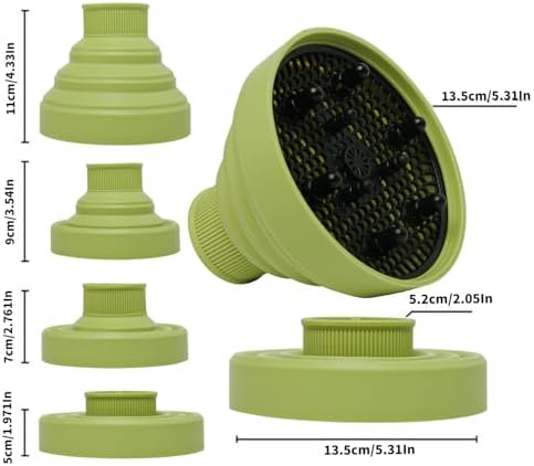 Universal Collapsible Hair Dryer Diffuser Attachment-Foldable Portable Travel and Easy Storage Hair Diffuser Fit Most Hair Dryers with Nozzle Diameter D-1.575Inch to 1.968 Inch (4-5cm)- Green - Image 3