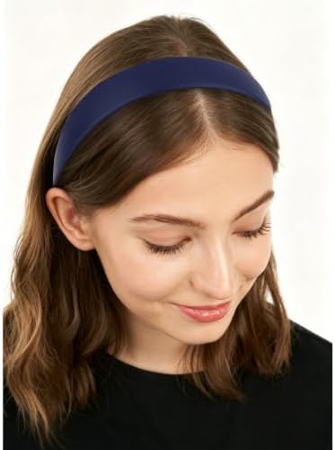 Navy Headband 1 Inch Faux PU Leather Hairband for Women and Girls - Image 4