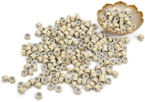 4mm Hair Extensions Beads: Easy to Clamp - Stay Secure 300pcs Silicone Lined Micro Ring Beads for Thin Fine Hair for Daily Wear Hair Extensions(Blonde) by Uotodoo