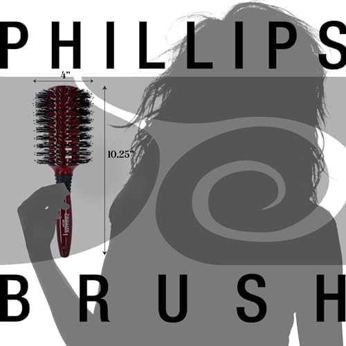 Phillips Brush Mini Monster Vent 3 Poly-Tipped Professional Hair Brush (3.5” Diameter Barrel) - Vented Blowout Hairbrush with Nylon Reinforced Boar Hair Bristles, Beech Wood Handle with Rubber Grip - Image 4