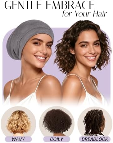 OLESILK Mulberry Silk Bonnet for Women, Unisex Adjustable Sleep Cap, Real Silk Hair Wrap, Pearl Grey - Image 3