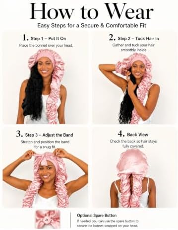 Double Layer Slik Like Satin Bonnet, 33-43" XXL Bonnet for Braids Long Hair - Image 6