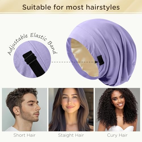 2Pcs Satin Lined Bonnet for Sleeping for Women Men - Image 5