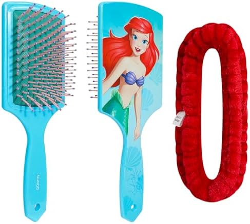 LUV HER Kids Hair Brush & Spa Headband Set for Girls - Features Ariel from Disney - Fun Grooming Kit for Detangling, Styling & Skincare - Soft & Stretchy One Size, Ages 3+ by LUVHERKIDS