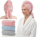 3 Pack Microfiber Hair Towels for Women 24 x 42 Inch Super Soft Absorbent & Quick Dry Towel Wrap for Long, Short, Curly, Thick Hair- Anti-frizz Turbans(Pink, Light Blue, Light Gray) by Unknown