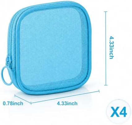 Weewooday 4Pcs Mesh Makeup Bag, Blue, Small, Classic - Image 2