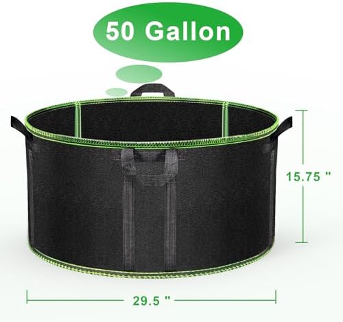 MEKOLIFE 50 Gallon Large Grow Bags 3 Pack Thick Nonwoven Aeration Planter - Image 2
