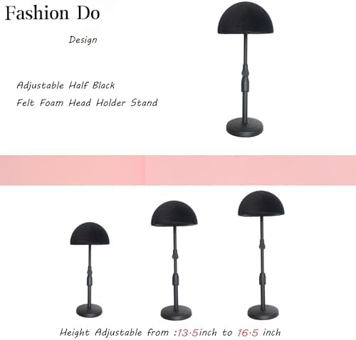 2 Packs 16.5 inch wig holder with half foam head velvet covered adjustable from 13.5 inch to 16.5 inch - Image 2