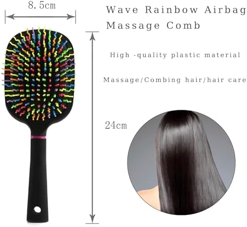 1000RB Rainbow Paddle Mane and Tail Brush Detangler Plastic Forky Comb for Horses - Image 3