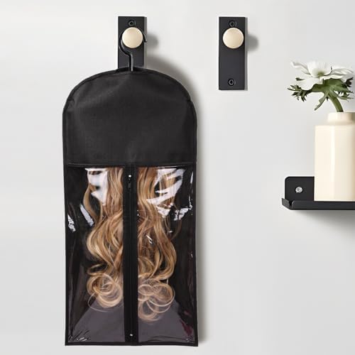 12PCS Hair Extension Holder Wig Storage Hanger for Multiple Wigs & Accessories, Black - Image 6