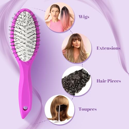 Wig Brush Comb Set, 6pcs Professional Styling Extension Brush Kit with Travel Size for Human and Synthetic Hair - Image 2