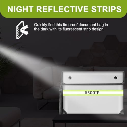 Fireproof Money Bag,6500°F Fireproof Waterproof Zipper/Reflective Strip,10 Layers of Heat Insulated Materials,Fireproof Document Bag with Handle for Cash/Important Documents/Valuables - Image 5