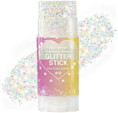 Go Ho Iridescent White Hair Glitter Stick,Sparkly Face Body Glitter Makeup by GoHo