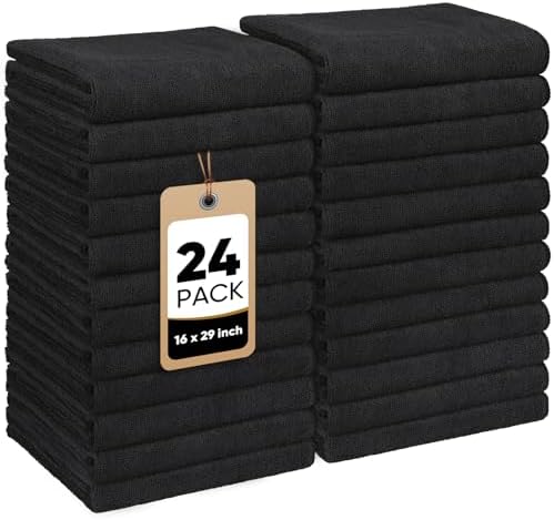 HOMEXCEL 24PK Salon Towels, 16"x29", Microfiber Super Absorbent Hand Towel by HOMEXCEL