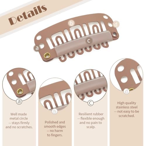 Dreamlover Brown U-Shaped Wig Clips to Secure Wig, 6 Teeth, 30 Pieces - Image 3
