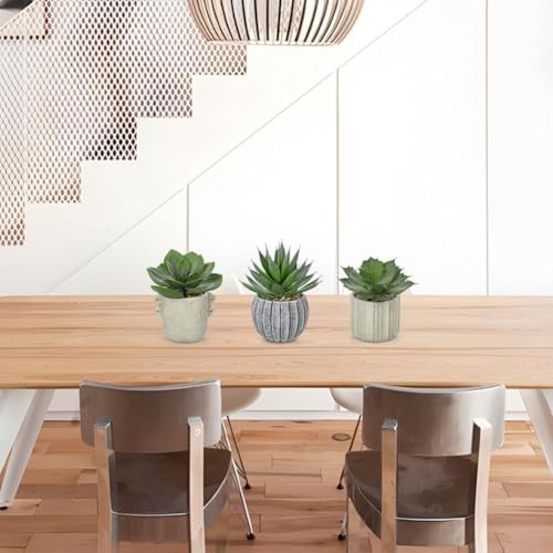 Briful 3 Pack Faux Succulent Plants in Vintage Cement Pots – Artificial Aloe Succulent Decor with Realistic Leaves and Pebble Base – Rustic Mini Plant Set for Home Office Bathroom Bookshelf - Image 6
