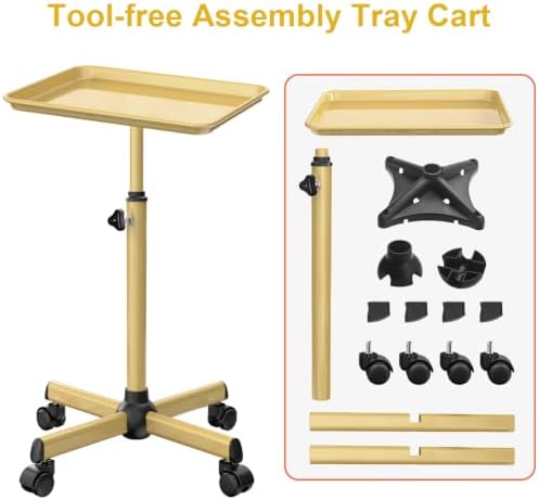 Salon Tray Cart Metal Tattoo Tray Height Adjustable Spa Service Trolley - Image 5