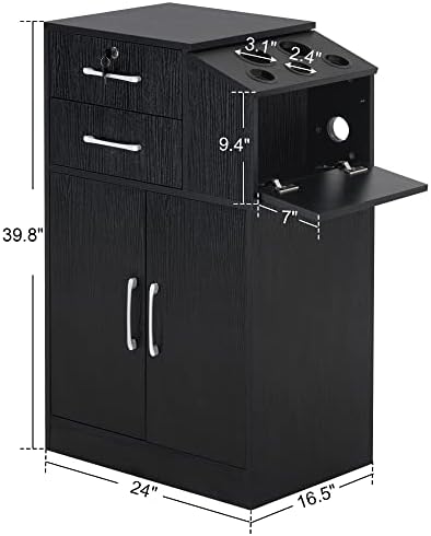 BarberPub Locking Barber Station with Storage Cabinet 2005 (Black) - Image 3