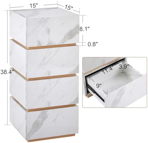 BarberPub Marble Pattern Salon Cabinet, Handleless Modular Storage 2037 - Image 3