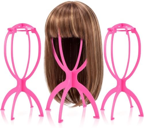 obeoby 3 Pack Updated Wig Stand, Portable Foldable Holder for Short Wigs by obeobyhairaccessories