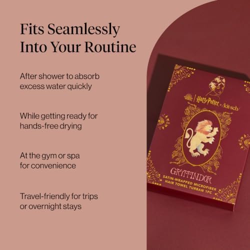 Kitsch x Harry Potter Microfiber Hair Towel Wrap for Women - Gryffindor - Image 6