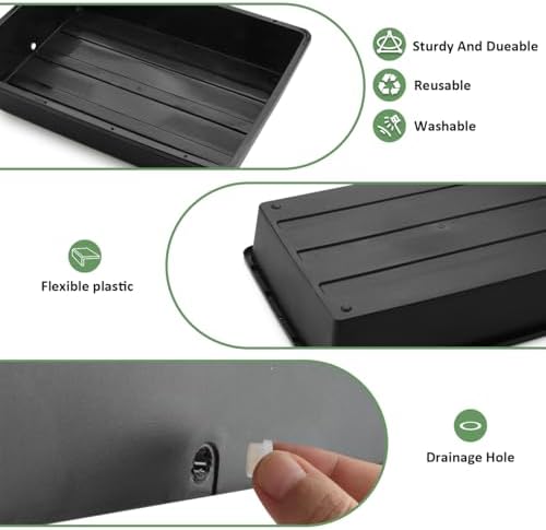5 Pack Nursery Pots Trays with Removable Mesh Drainage Mat, Plastic Seed Starter Trays (17"x12"x3.5") with Drainage Hole, Propagation Kit for Seedlings, Microgreens, Plant Germination (Black) - Image 4
