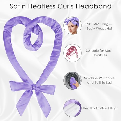 weiwei Satin Heatless Curlers Hair Curler, No Heat Curls Overnight Hair Curlers to Sleep In Overnight Curls Headband, 70" Hair Curlers No Heat, 9 Pcs Satin Heatless Curling Set for Women Long Hair - Image 4