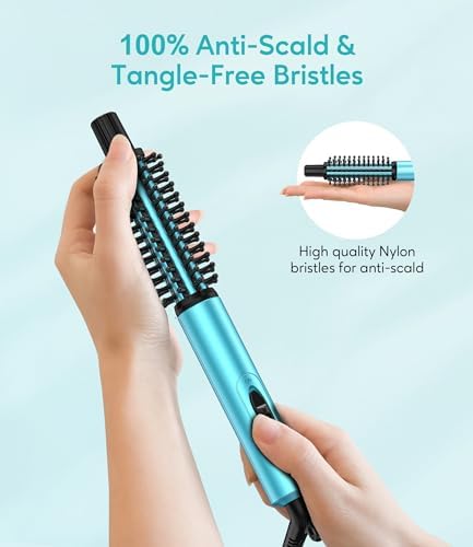 Farery Mini Thermal Brush, Curling Iron 3/4 Inch, Heated Round Brush for Volumizing and Small Curls, Travel Size Hot Brush for Short & Thin Hair, Dual Voltage, One Heat 392°F, Touch-ups, Blue - Image 6
