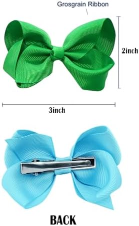 2 PCS 3inchs Hair Bows for Girls Grosgrain Ribbon Hair Bow Alligator Clips Hair Accessories for Baby Girls Toddlers(Green) - Image 2