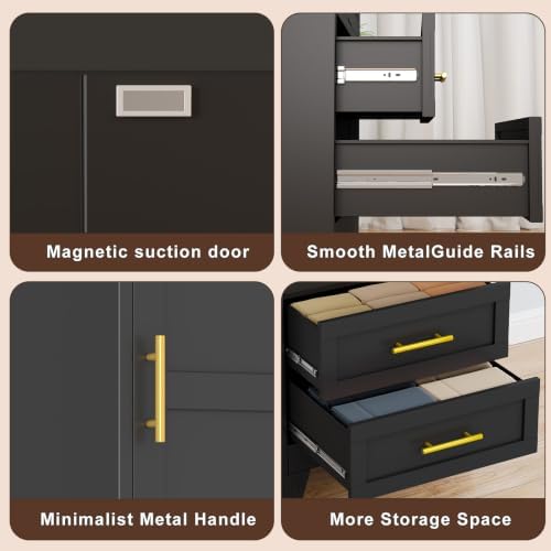 Tall Metal Narrow Storage Cabinet 67" H with 2 Drawer,Black Kitchen Pantry Cabinets with 2 Adjustable Shelves and Door,Cuby Storage Orgainzer,Tall Bathroom Cabinet for Kitchen, Home Office,Dining Room - Image 5