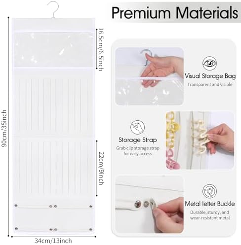 SNOWSTAR Hair Claw Clip Organizer, Large Transparent Bag for Scrunchies Holder and Hair Ties Organizer with Women Girls, Hair Accessorie Hanging Storage Home Decor Wall, Door - Image 2