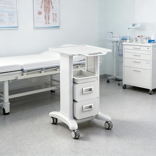 Medical Trolley Cart Mobile with Drawers, Hospital Ultrasound Cart with 4 Silent Swivel Wheels, Portable Medical Trolley Carts, 225 LBS Load, for Beauty, Salon, Clinic and Lab - Image 6