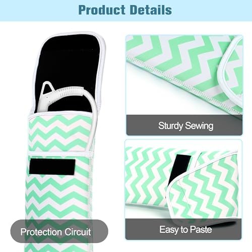 Women's Heat Resistant Neoprene Curling Iron Holder Flat Iron Curling Wand Travel Storage Cover Case Bag Pouch -Water-Resistant (Green-2) - Image 4
