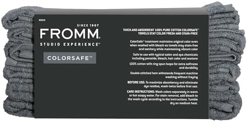 Fromm ColorSafe 100% Cotton Bleach Proof Salon Hair Towels for Hairstylists, Barbers, Spa, Gym in Grey, 16" by 29", 6 Count Absorbent Stain Resistant Towels for Drying Curly, Long, Wavy Hair - Image 6