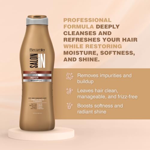 Salon In by Recamier | Hydra Repair Kit - Shampoo, Conditioner (33.8 fl oz Each) & Leave-On (10.1 fl oz) | Dry And Damaged Hair - Image 2
