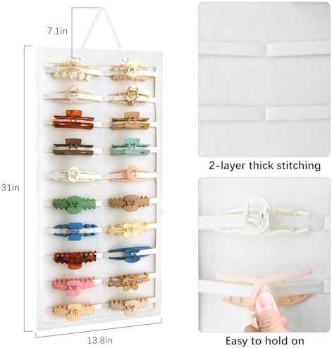 SMUK Claw Clip Organizer for Women, Hanging Mount Hair Clips Holder Organizer for Girls, Hair Bow Claw Clip Stand Storage for Wall, Door, Closet - Image 2