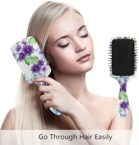 Purple Flowers Hair Brush, Soft Bristles Detangling Brush - Detangler Hairbrush Glides Through Tangles For All Hair Types (Wet Dry & Damaged Hair) - Image 4