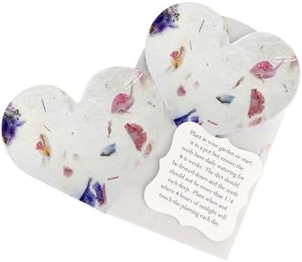 24 Favor Set, Mixed Heart Gift Wrap Tags with Wildflower Seeds by SeedBloom