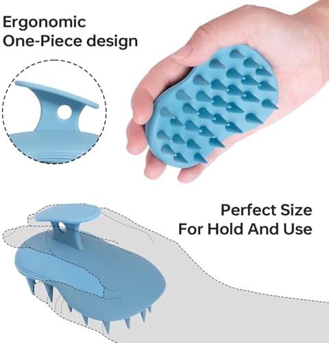 2pcs Shampoo Brush Hair Scalp Massager,100% Silicone Scalp Scrubber,Scalp Exfoliator for Stress Relax Hair Growth(Blue+Orange) - Image 2