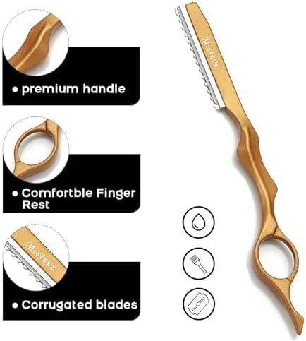 Hair Razors For Cutting Hair 6.89" with 10 Replacement Blades -Gold - Image 3