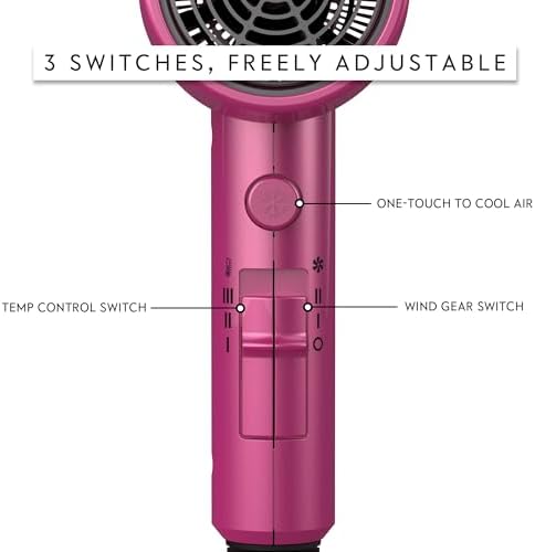AINA Diffuser Hair Dryer Full-Featured Blow Dryer 110V/1600W(Neon Pink) - Image 3