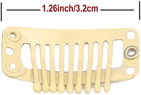 30pcs Snap Clips for Hair Extenisons 9 Teeth Wig Clips, Beige - Image 2