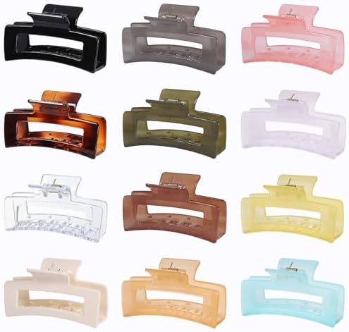 Sisiaipu 12 Pack Medium Square Claw Hair Clips, 3.5 x 2 x 1.1 inch, Shiny, 12 Colors, Hair Accessories for Women and Girls, Rectangular Rectangle Jaw Clips for Thick and Thin Hair Securing, 12 Pieces - Image 7