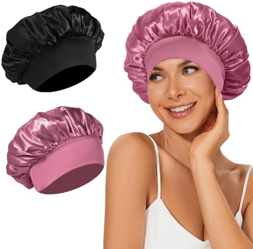2Pcs Satin Bonnets Silk Bonnet for Sleeping by LEADUWAY