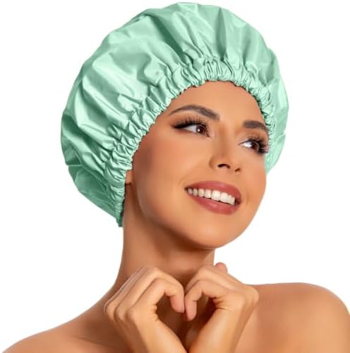 Edoneery Shower Caps for Women Reusable Waterproof, Shower Hair Cap by Edoneery