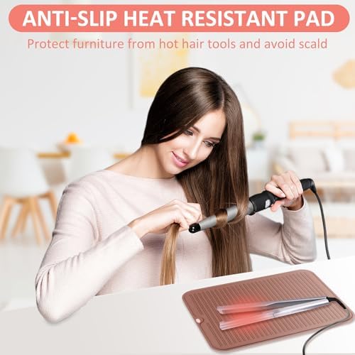 Heat Resistant Mat Large Silicone Hot Hair Tools Mat for Curling Irons Flat Iron Hair Straightener Vanity Mat Portable Hair Styling Tools Hot Pad Vanity Organizers - Image 2