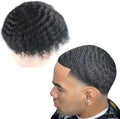 Man Weave Hair Unit 6inch hair length 360 Wave Skin Pu for Black Men 100% Human Hair Afro 12mm Toupee African American MenToupees 8x10inch 1# Jet Black by lumeng