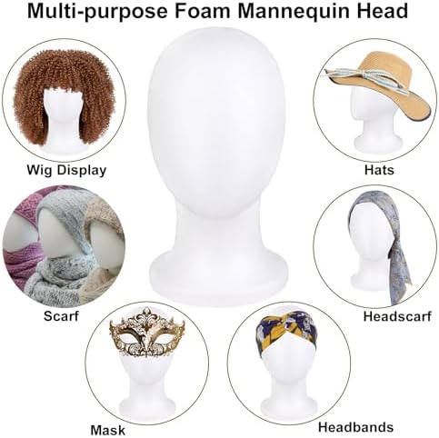 COOKOO Faceless Styrofoam Mannequin Head,Foam Head for Wigs,1 PCS - Image 4