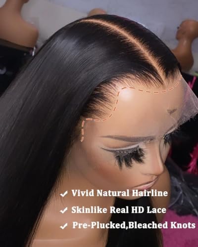 BEEOS 13x6 HD Lace Frontal Wig 180% Density Straight Human Hair Wig 28 Inch - Image 3